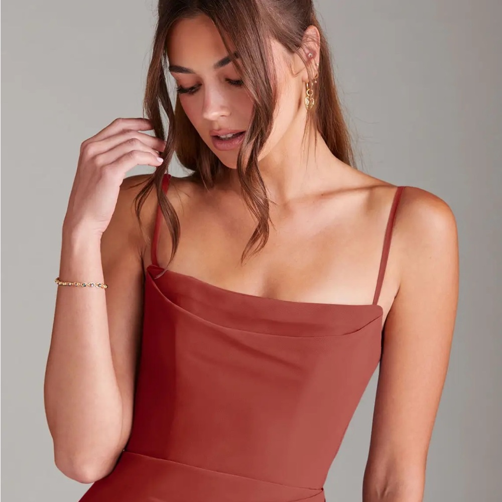 Azazie Terracota Strapless Bridesmaid Dress - Picture 6 of 12